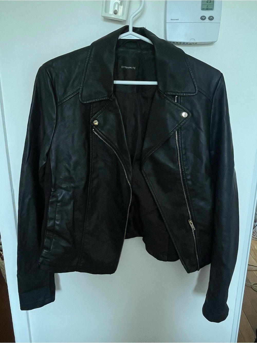 Dynamite Black Faux Leather Biker Jacket